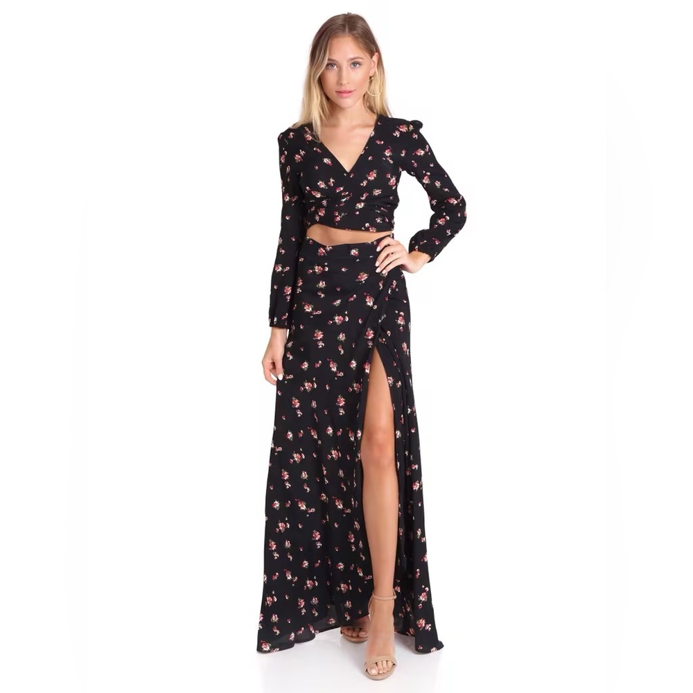 Flynn Skye Floral Black Maxi Skirt